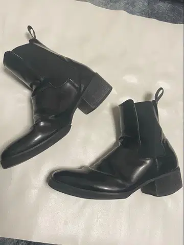 블랙 사이드 고어 부츠 힐