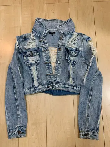 여성용 CHIQLE 데미지 가공 데님 자켓