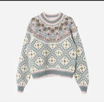 여성용 플라워 자수 노르딕 니트