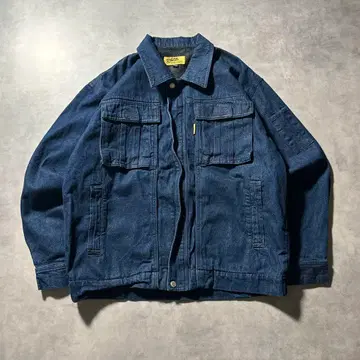 빈티지 워크 헌팅 데님 블루종 자켓
