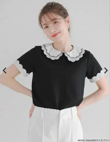 핏모어 자수 더블 칼라 레이어드 상의