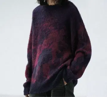 MOHAIR BLEND JACQUARD SHAGGY KNIT