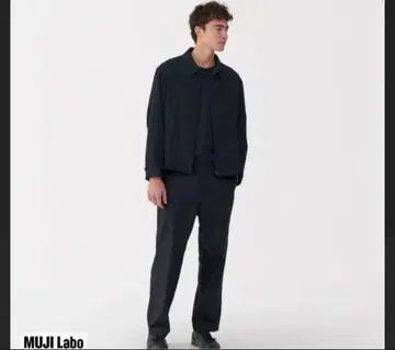 MUJI Labo 2025SS 트리아세테이트 혼방 집업 블루종 블랙 XL