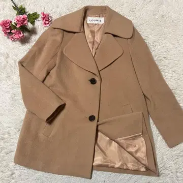 LOUNIE 루니 알파카 혼방 체스터 코트 카멜 울 모헤어 M