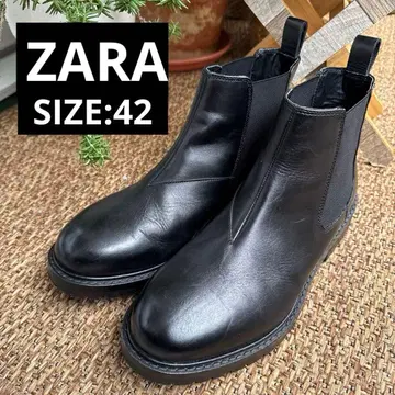 새상품급 ZARA 남성용 소가죽 사이드 고어 부츠 블랙 사이즈 42