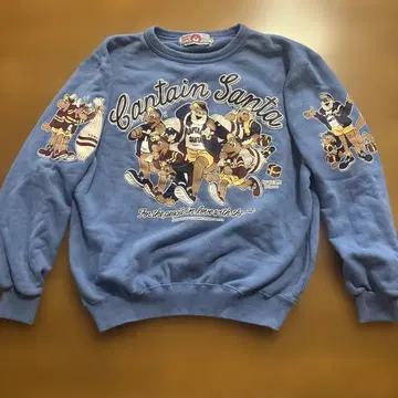 CAPTAIN SANTA 캡틴산타 4면 프린트 맨투맨 M 스카이블루