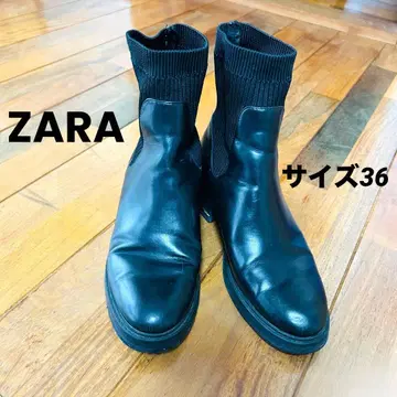 ZARA 자라 스트레치 삭스 가죽 숏부츠 사이즈 36