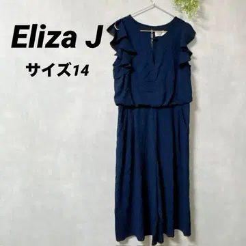 새상품급 Eliza J [14] 네이비 프릴 올인원 V넥 드레스