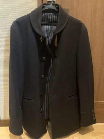 TAKEO KIKUCHI 네이비 울 코트