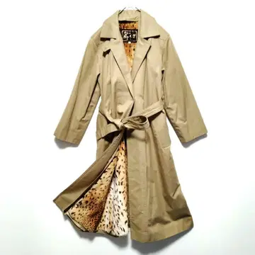 [레어] 레오파드 무늬 라이너 포함 트렌치코트 벨트 포함 2