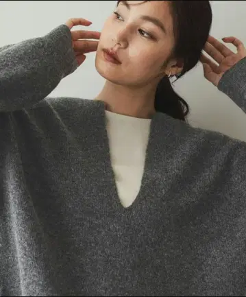 멜란지 키넥 니트 [세탁기 사용 가능]