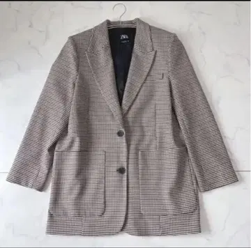 [ 컨디션 최상 ] ZARA 오버 사이즈 체크 무늬 테일러드 자켓 M