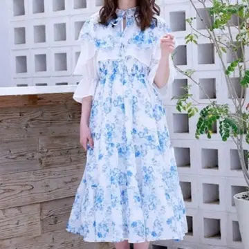 axesfemme 네모필라 프린트 블라우스 x 원피스 화이트