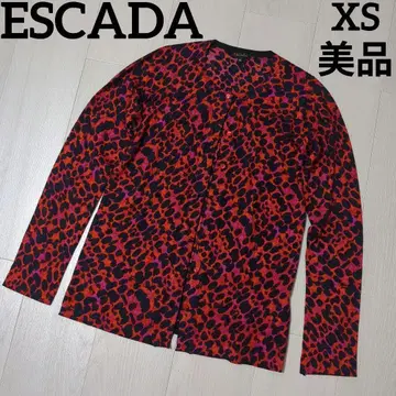 [ 새상품급 ] ESCADA 가디건 레오파드 무늬 레드 계열 XS