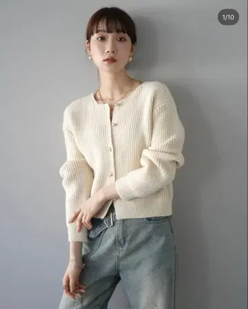 [ 1점만 ] 골지 니트 가디건 아이보리/그레이지