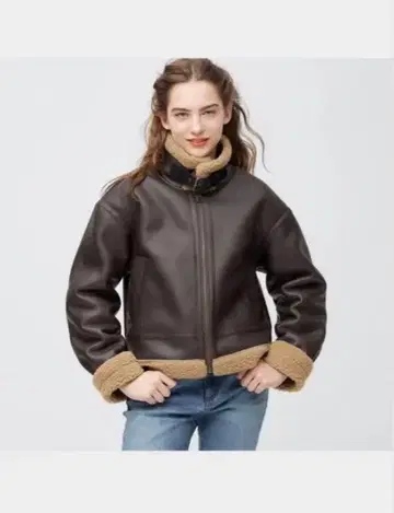 GU 페이크 무스탕 숏 플라이트 자켓 XL 38 브라운