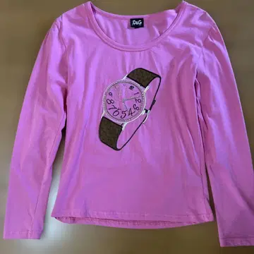 D&G 시계 디자인 긴팔 T셔츠 핑크