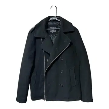블랙 더블 브레스트 피 코트
