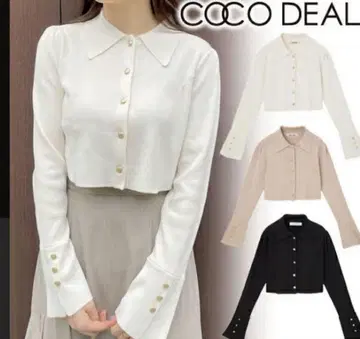 COCO DEAL 카라 달린 숏 니트 가디건