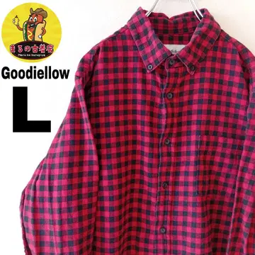 USA 구제 의류 Goodiellow 플란넬 셔츠 L 레드 블랙 체크