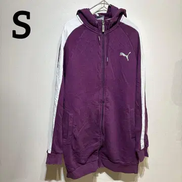 PUMA [ S ] 로고 후드티 퍼플 풀 집업 후드티 후드 부착