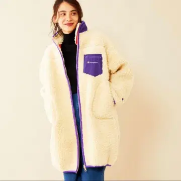 Champion 플리스 자켓 크림색