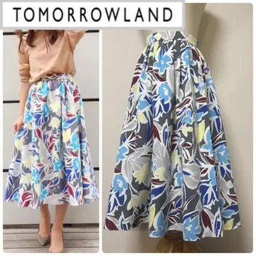 TOMORROWLAND 플라워 프린트 턱 개더 스커트