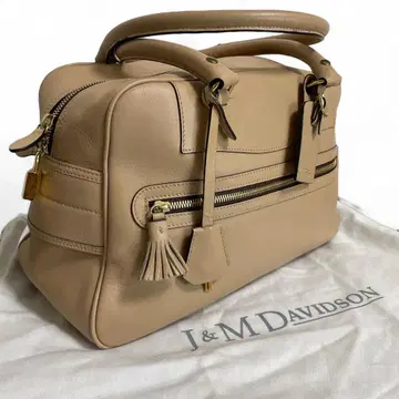 J&M DAVIDSON 보스턴 백 베이지 가죽