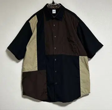 TAKEO KIKUCHI 패치워크 반팔 셔츠