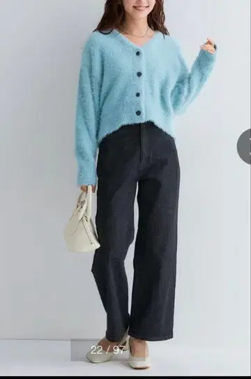 와이드 데님 팬츠 작은 체구 하이웨스트 푸치조