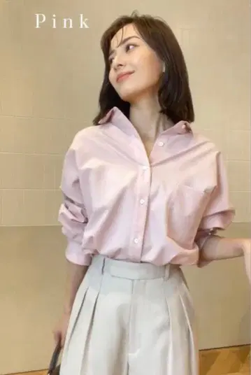 새상품급 anuans 아뉴앙스 스탠다드 셔츠 핑크
