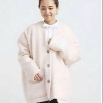 핑크 노카라 자켓 오버 사이즈