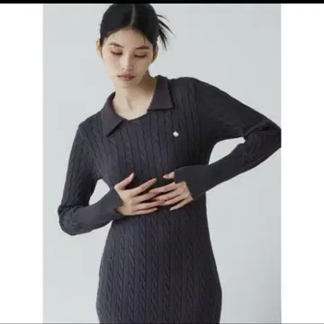 [ POLO BCS 콜라보 ] 케이블 니트 원피스 그레이 S