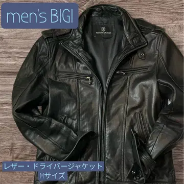 BIGI 블랙 가죽 라이더 자켓