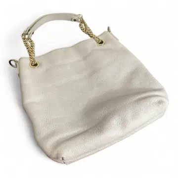 마이클코어스 체인 가죽 토트백 화이트 골드 금장 장식