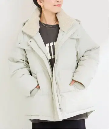 B.C STOCK 후드 부착 다운 코트 그레이
