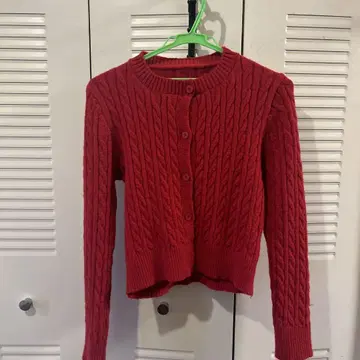 레드 케이블 니트 가디건
