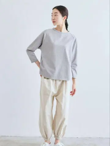 나카가와 마사시치 상점 공방사 래글런 와이드 풀오버 멜란지 그레이