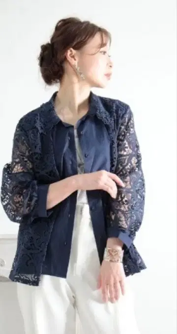 Sawa alamode 네이비 레이스 가디건