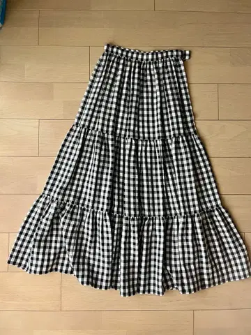 IENA 깅엄 체크 롱 스커트