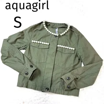 aquagirl 아쿠아걸 펄 장식 자켓 S 카키 밀리터리풍