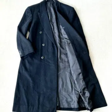 XL 상당 더블 체스터 코트 캐시미어 100% 블랙 M 블랙