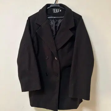 블랙 더블 브레스트 울 코트