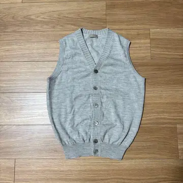 크루치아니 27G 9G 절개 베스트 니트 가디건 라이트 그레이