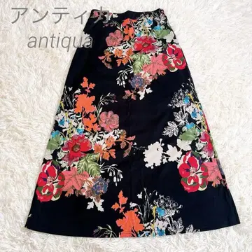 안티카 플라워 디자인 롱 스커트 성숙/러블리 스트레치 있음 F