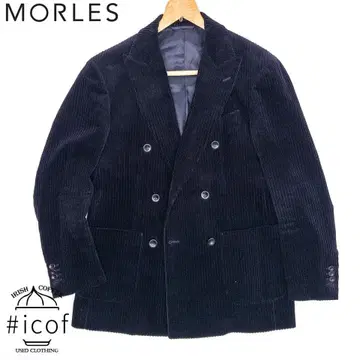 새상품급 코듀로이 MORLES 더블 브레스트 자켓 네이비 블랙 a407