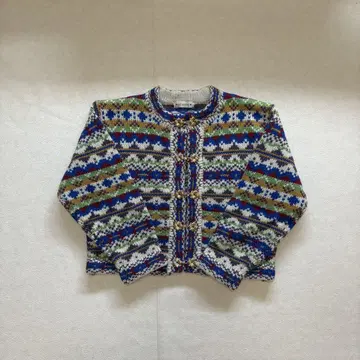 [월말 세일] 아우터 니트 숏 기장 멀티 컬러 골드 후크