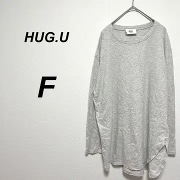 허그유 긴팔 티셔츠 F 면 혼방 빅 루즈 캐주얼 심플 가을/겨울