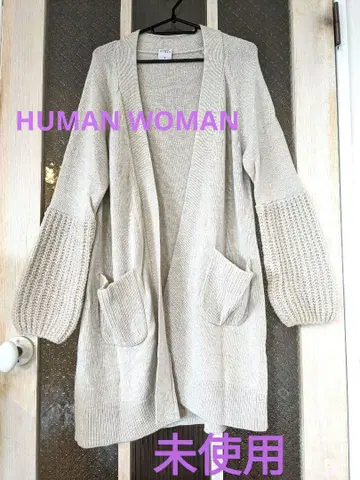 미사용 HUMAN WOMAN 니트 롱 가디건 라이트 그레이 M