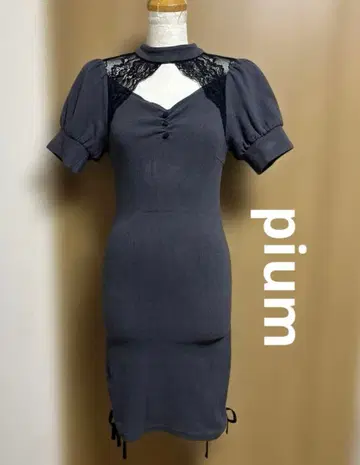 pium 원피스 가슴 레이스 사이드 리본